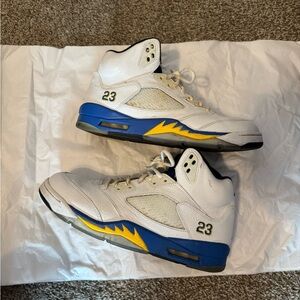 Kids White and Blue Sneakers